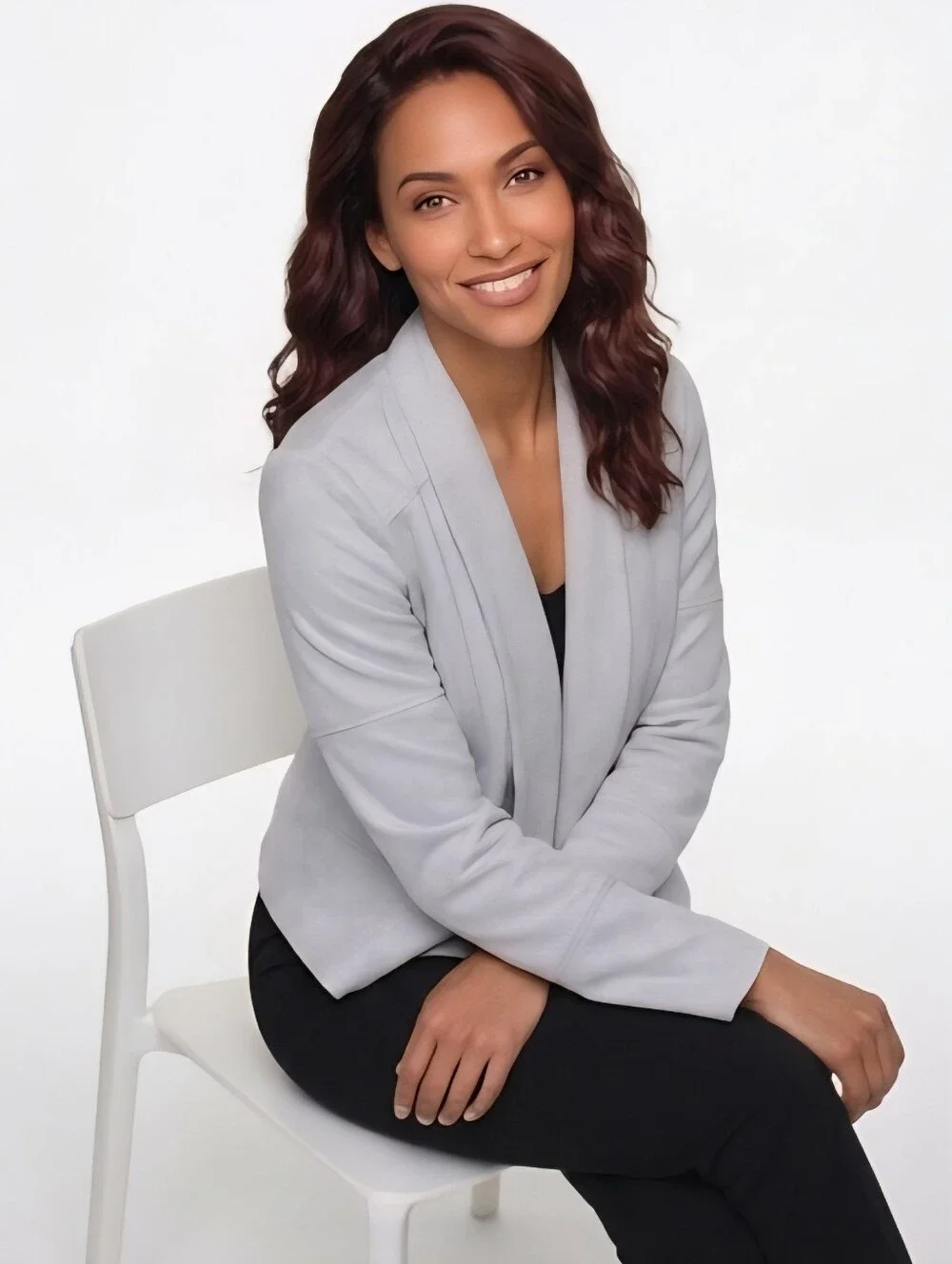 Sophisticated New Faux Suede Soft Drape Front Tailored Fit Jacket by PHILOSOPHY